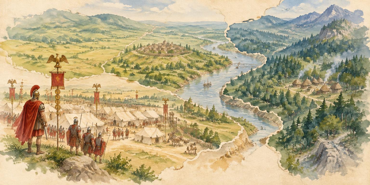 Watercolor of Caesar, De Bello Gallico 1.1