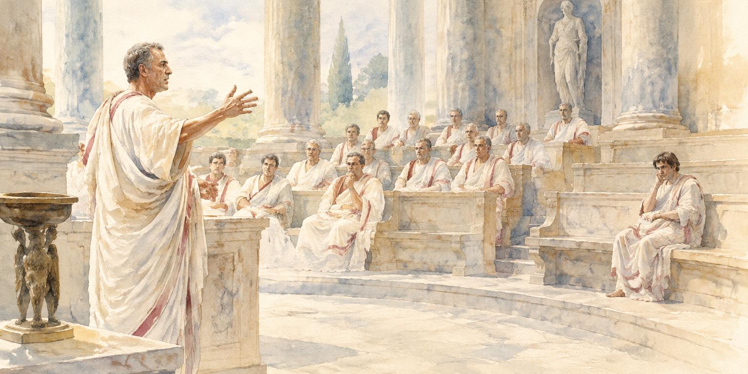 Watercolor of Cicero, In Catilinam 1.1